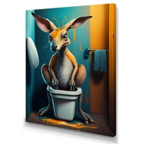 Designart Kangoroo In Toilet Canvas Wall Art