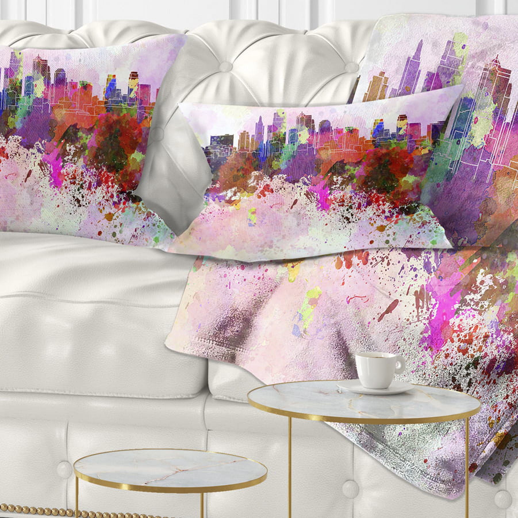 Designart Kansas City Skyline - Cityscape Throw Pillow - 12x20