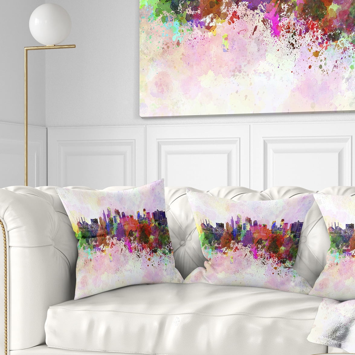 Designart Kansas City Skyline - Cityscape Throw Pillow - 16x16