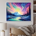 thumbnail image 1 of Designart "Kawaii Borealis Landscape I" Aurora Borealis Floater Framed Wall Art Living Room, 1 of 5