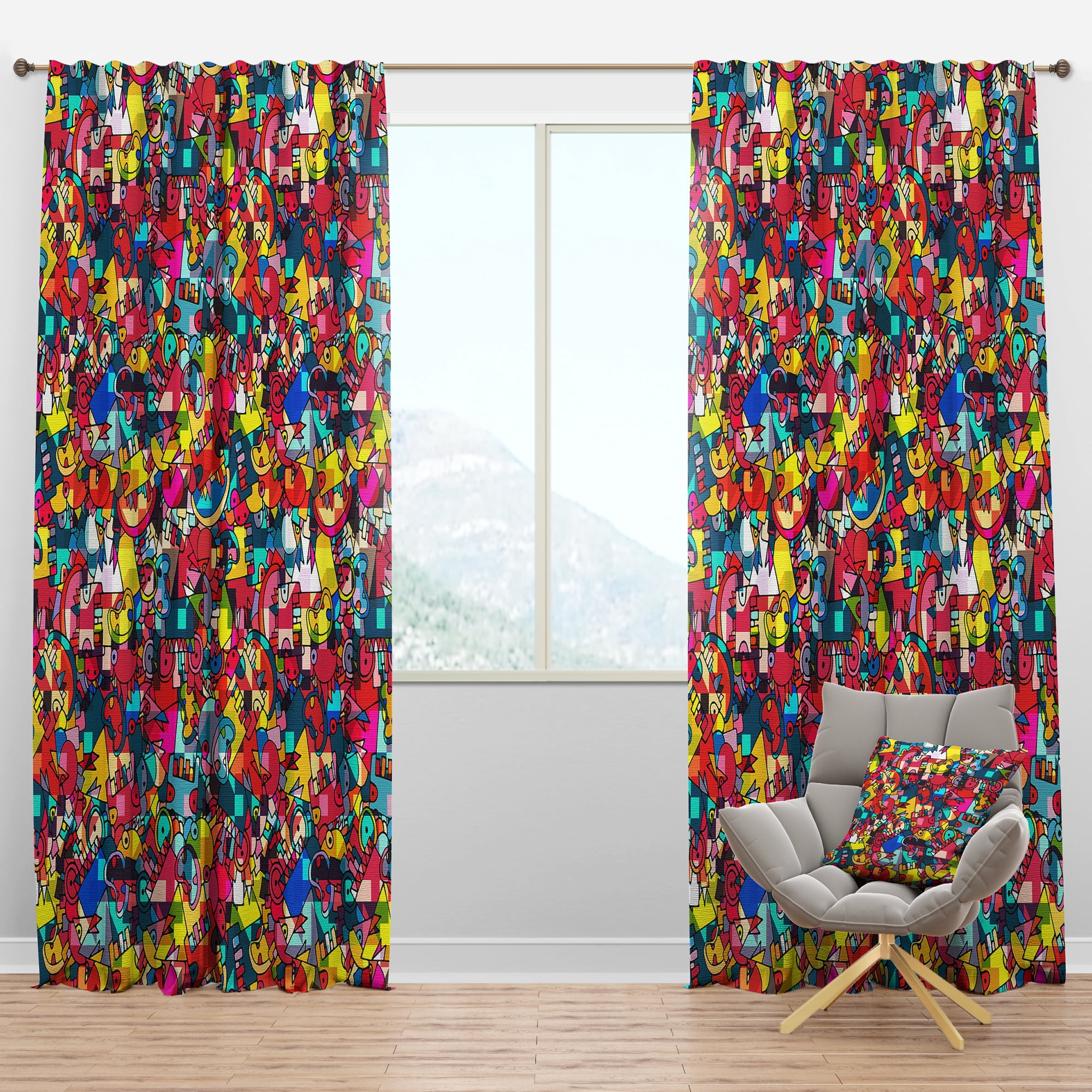 Designart 'Kids Geometric Pattern' Modern Blackout Curtain Panel