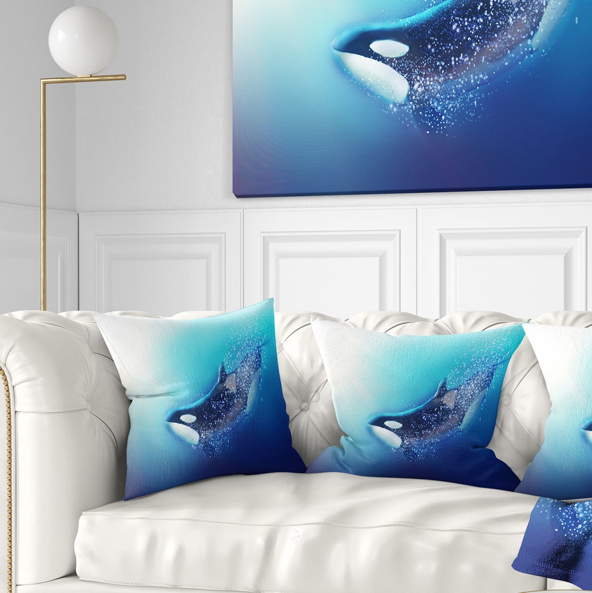 Designart Killer Whale and Sea - Animal Throw Pillow - 18x18