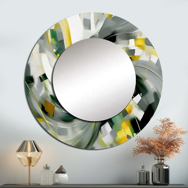 Designart "Kinetic Wave Art" Landscapes Round Mirror Wall Decor ...