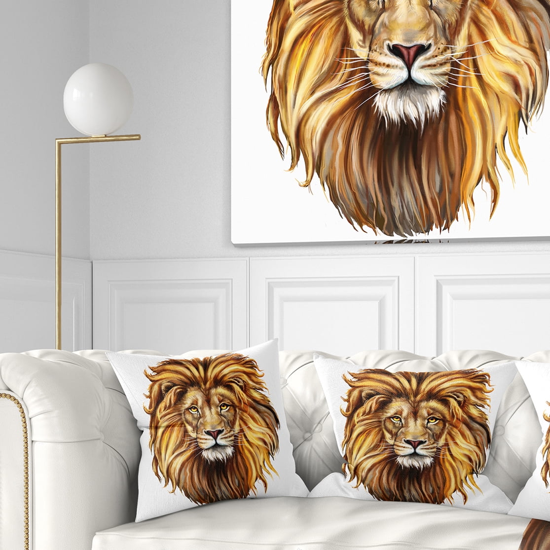 Designart King Lion Aslan - Animal Throw Pillow - 18x18
