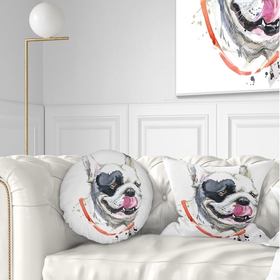 Designart Kiss French Bulldog Illustration - Animal Throw Pillow - 12x20