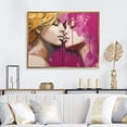 thumbnail image 1 of Designart "Kiss of Pink and Yellow Women II" Fashion Framed Wall Art - Glam Pink Woman Romantic Hallway Framed Wall Art Decor, 1 of 6