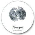 thumbnail image 1 of Designart 'Kiss of Two Lovers In Romantic Moon Shape' Modern Circle Metal Wall Art 11x11 - Disc of 11, 1 of 5