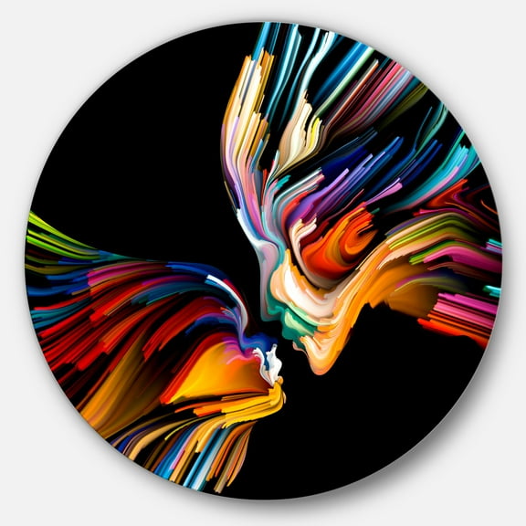 Designart Kissing Minds Graphic Art' Abstract Circle Metal Wall Decor