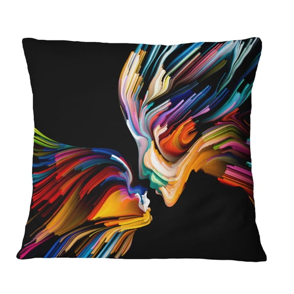 Designart Kissing Minds Graphic Art - Abstract Throw Pillow - 16x16