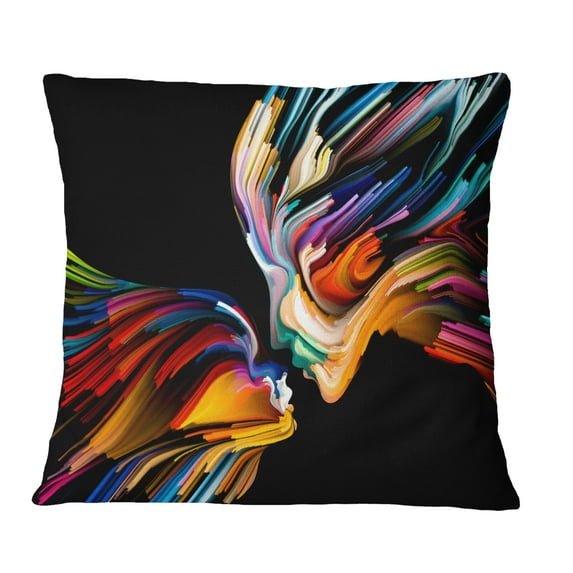 Designart Kissing Minds Graphic Art - Abstract Throw Pillow - 18x18