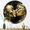 thumbnail image 1 of Designart "Kissing in Acrylic Romantic Embrace II" Abstract Marble Metal Round Wall Art, 1 of 5