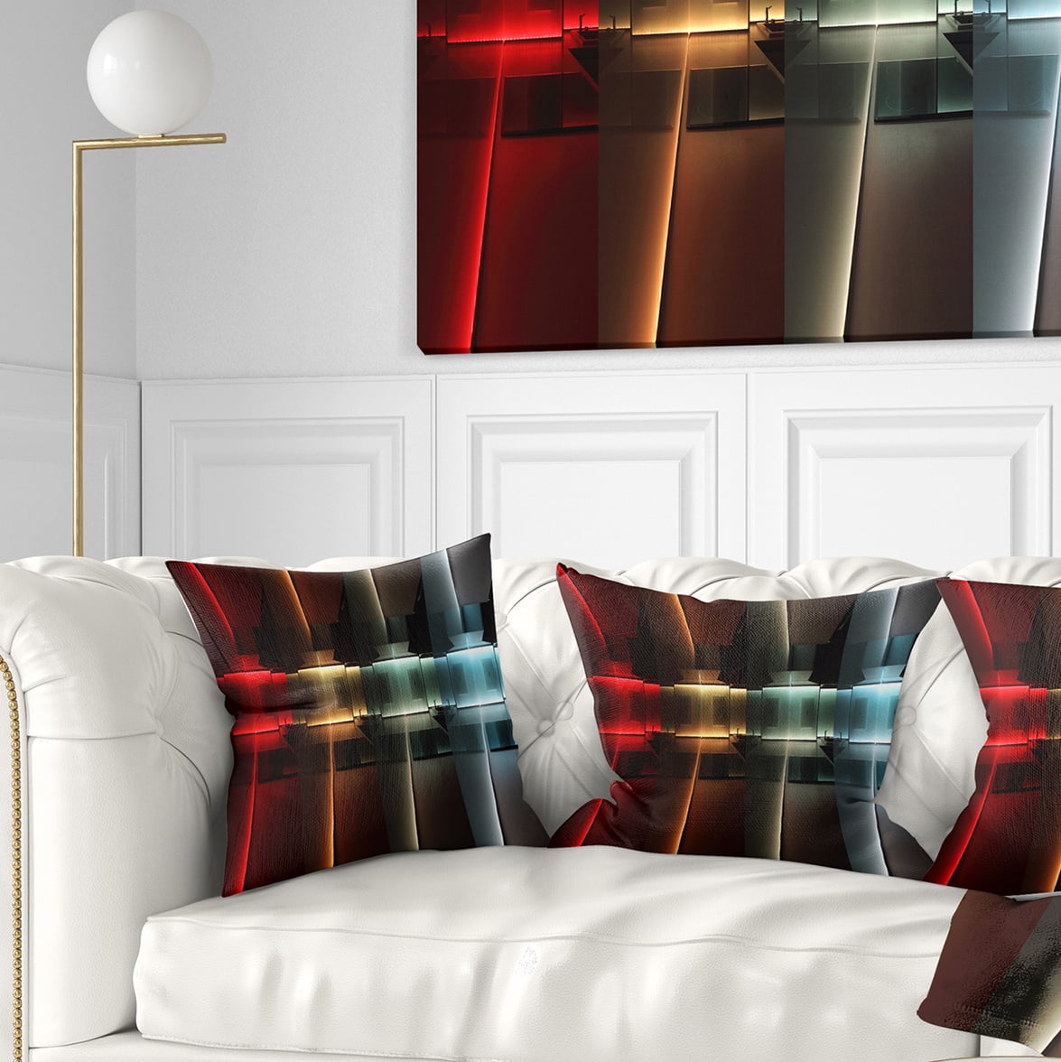 Designart Kitchen with LED Lighting - Abstract Throw Pillow - 16x16