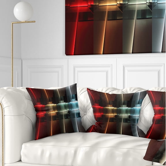 Designart Kitchen with LED Lighting - Abstract Throw Pillow - 16x16