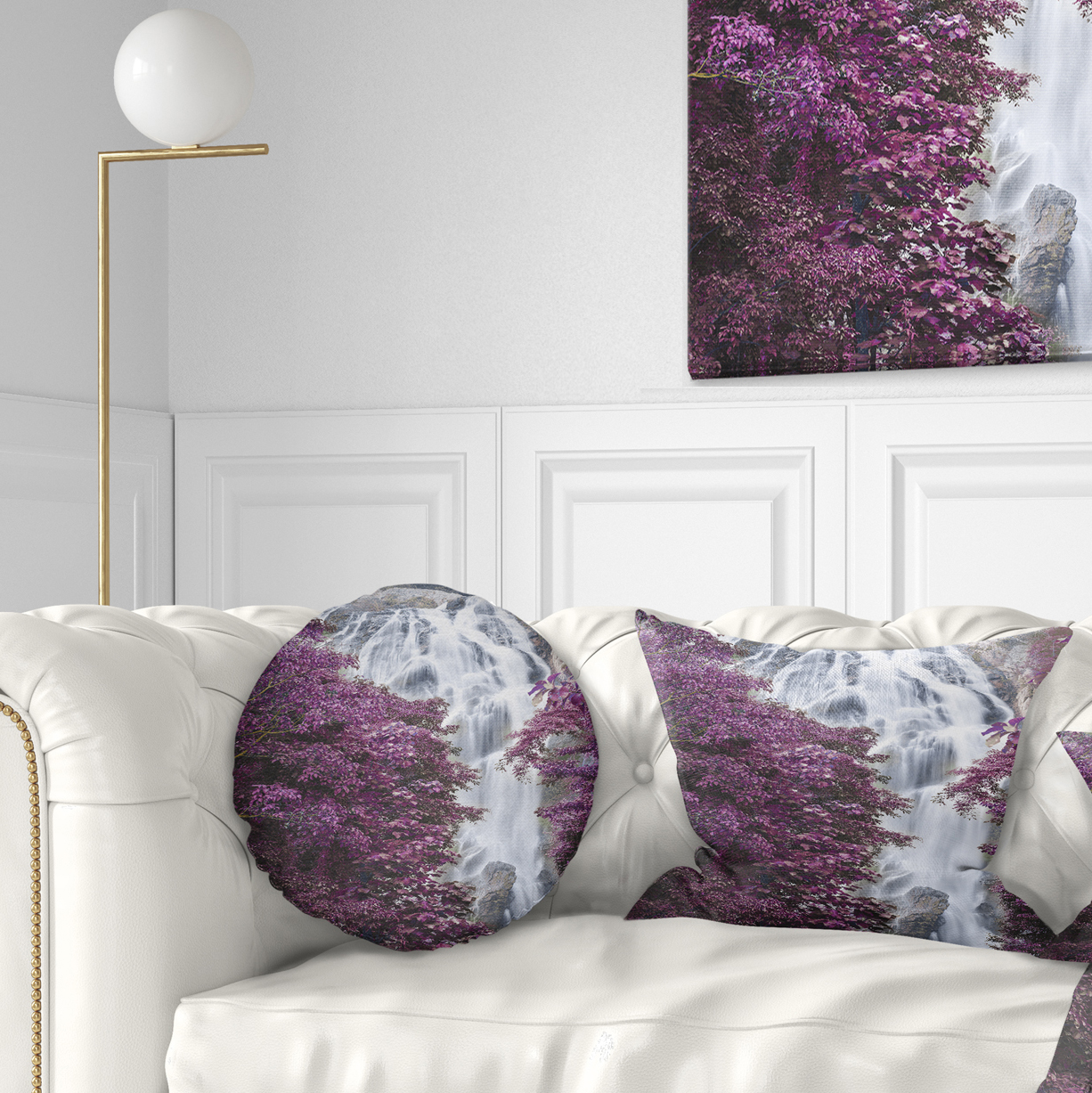 Designart Klonglan Waterfall Floral - Abstract Throw Pillow - 12x20