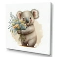 thumbnail image 1 of Designart Koala Bear Holding Flowers Canvas Wall Art, 1 of 5