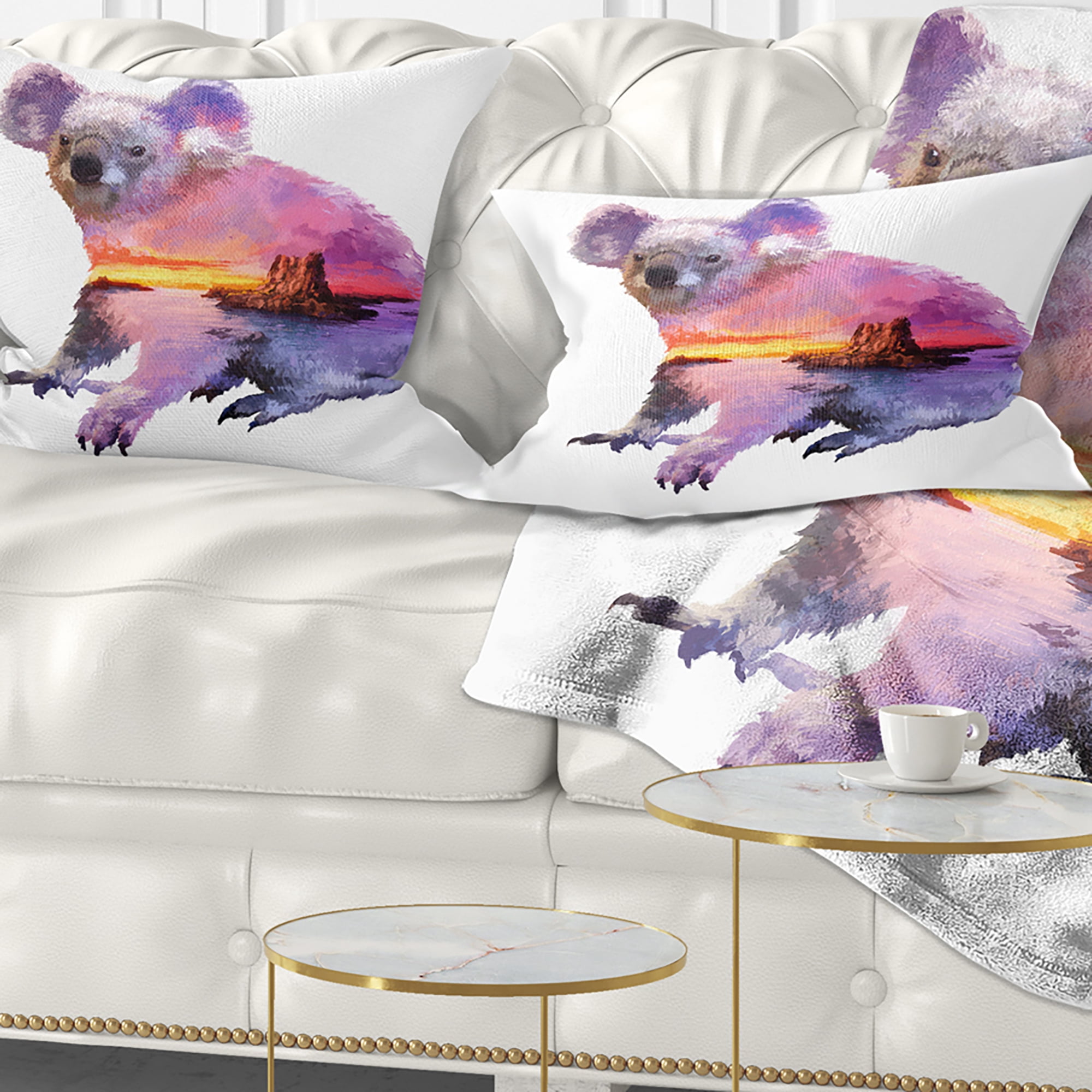 Designart Koala Double Exposure Illustration - Animal Throw Pillow - 12x20