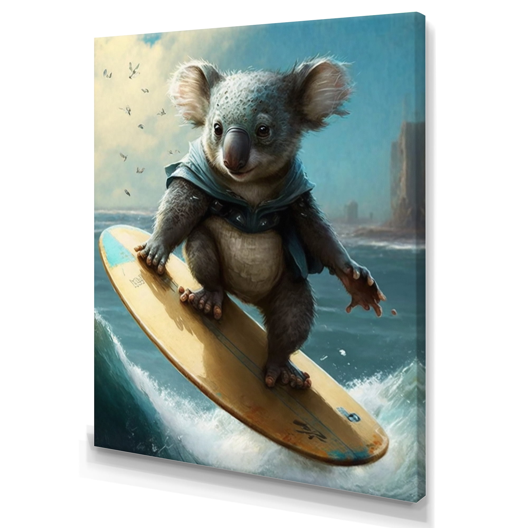 Designart Koala Surfing I Canvas Wall Art