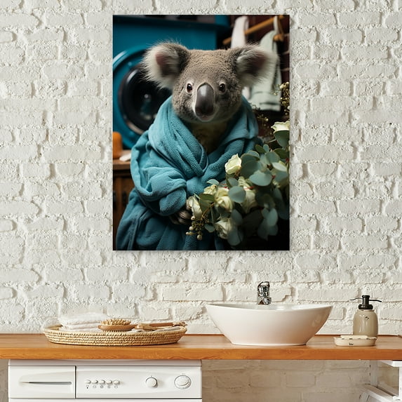 Designart "Koalas Enjoying Laundry Time II" Laundry Canvas Art Print