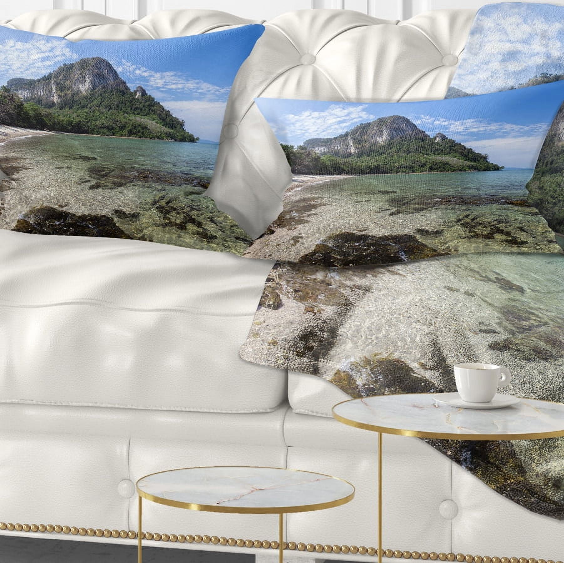 Designart Koh Mook Coast Line - Modern Seashore Throw Pillow - 12x20