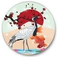 thumbnail image 1 of Designart 'Koi Fish With Crane Bird' Farmhouse Circle Metal Wall Art 11x11 - Disc of 11, 1 of 5