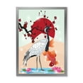 thumbnail image 1 of Designart 'Koi Fish With Crane Bird' Farmhouse Framed Art Print, 1 of 4