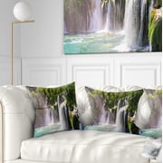 Designart Krka Waterfall Landscape - Abstract Throw Pillow - 16x16