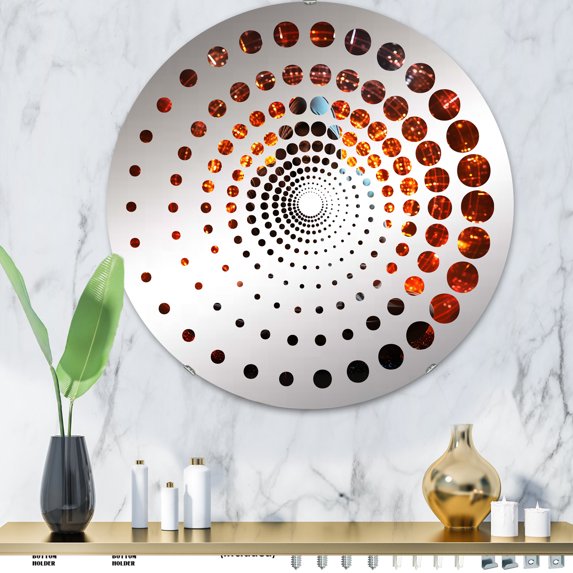 Designart "Kundalini Awakening in Yoga" Yoga Spiral Dot Round Wall Mirror - Spiritual Oval Printed Decorative Mirror - Multiple Color Options