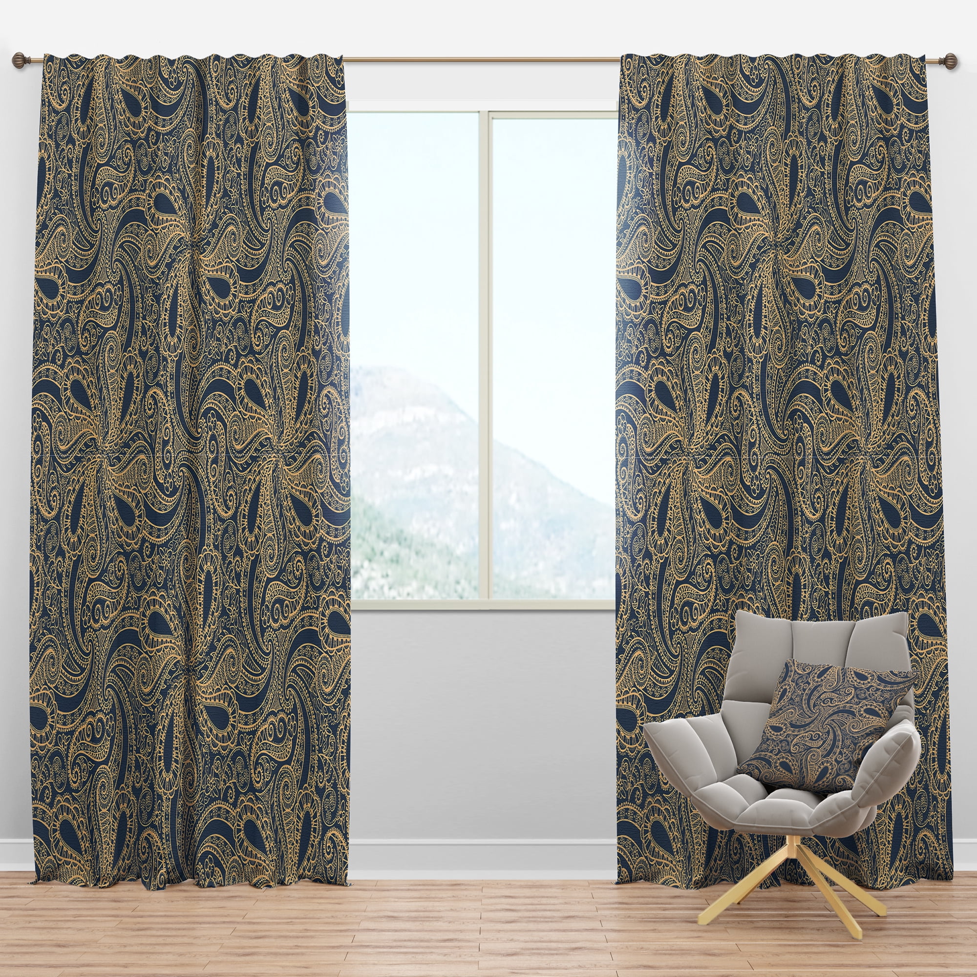 Designart 'Lace Mandala Pattern I' Bohemian & Eclectic Blackout Curtain Panel