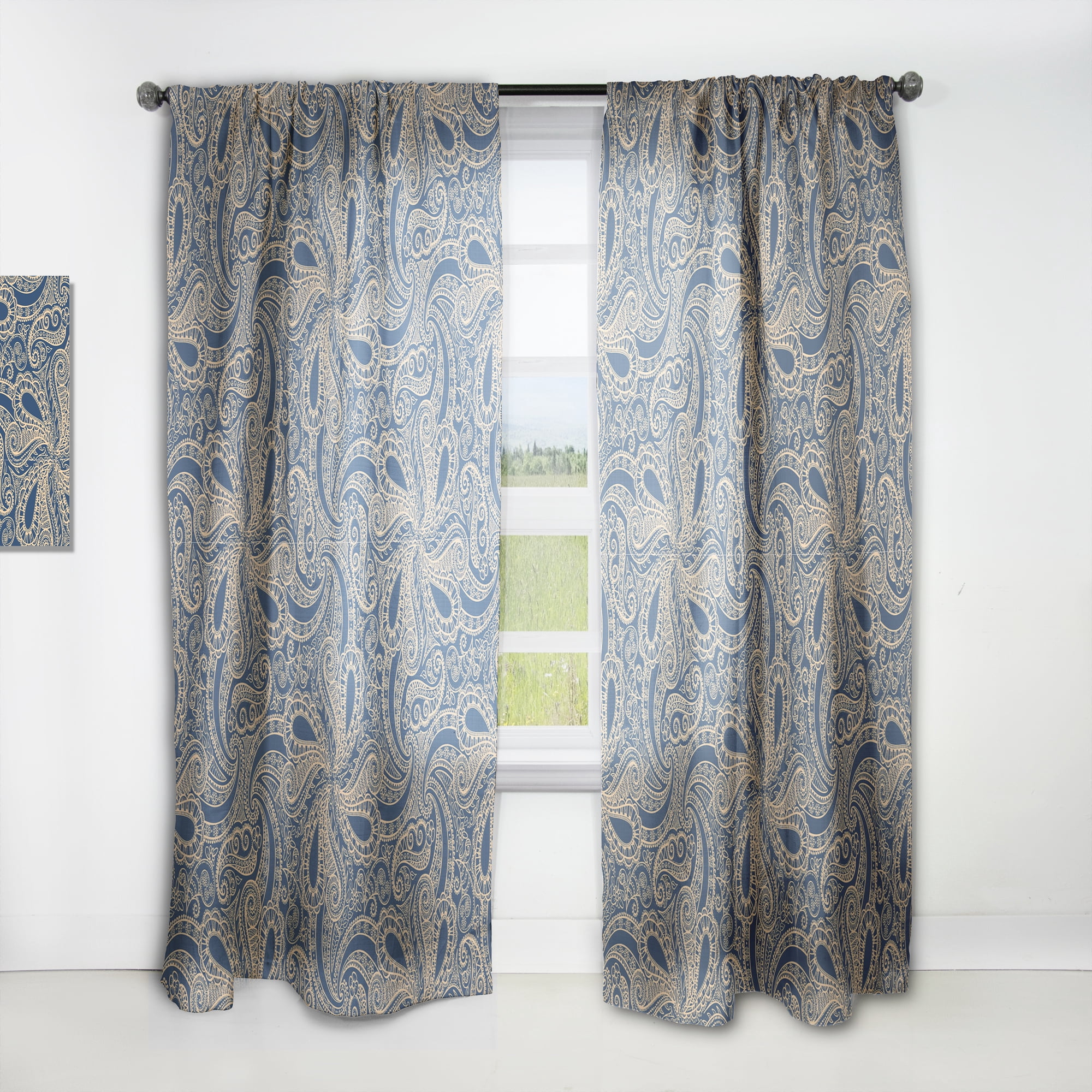Designart 'Lace Mandala Pattern I' Bohemian & Eclectic Curtain Panel