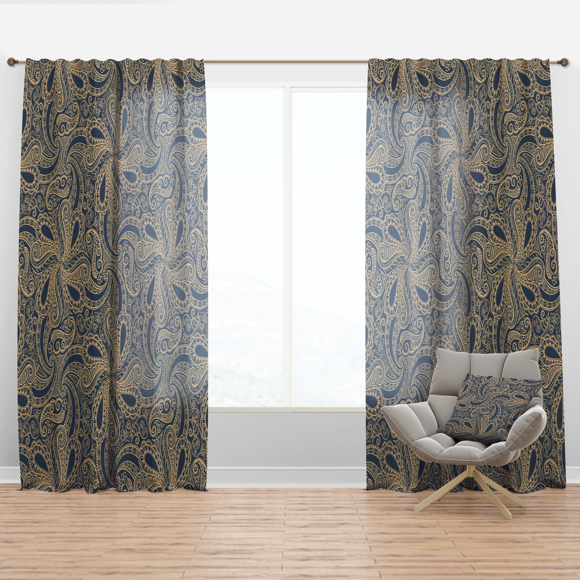 Designart 'Lace Mandala Pattern I' Bohemian & Eclectic Curtain Panel