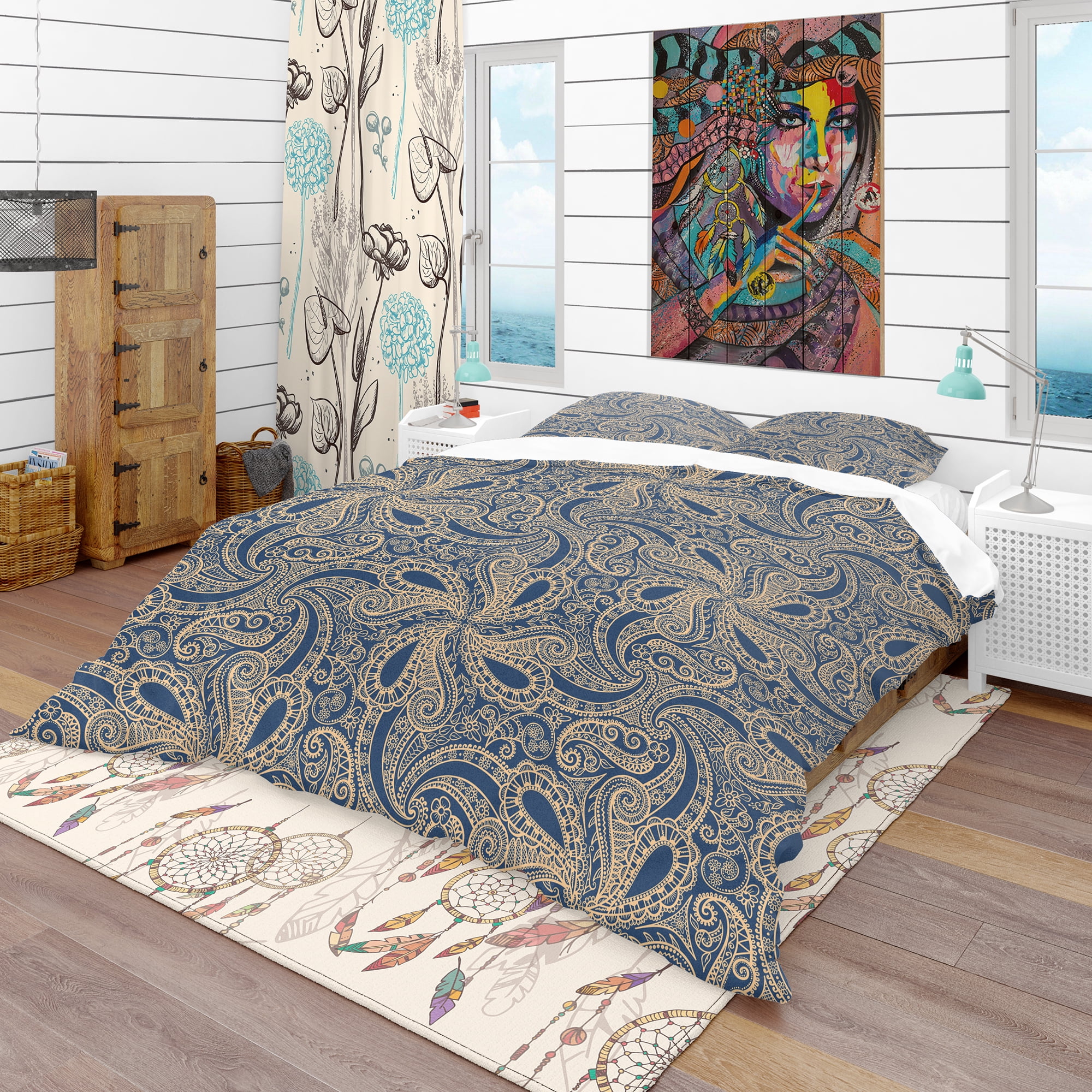 Designart 'Lace Pattern' Bohemian & Eclectic Duvet Cover Set