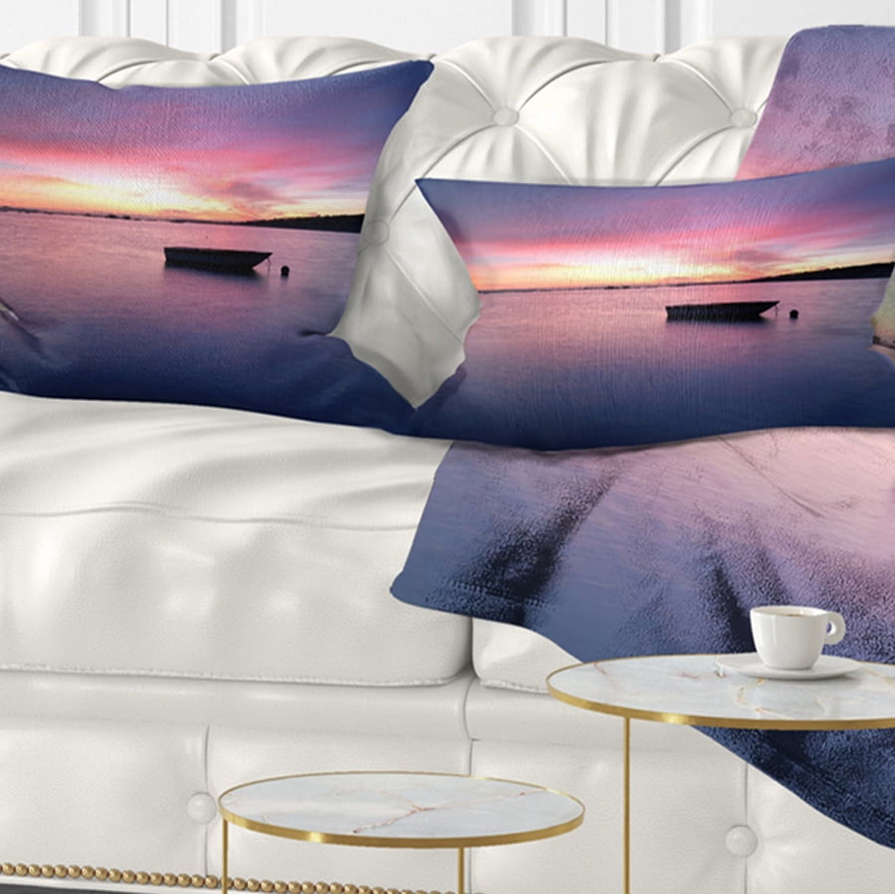 Designart Lagoa de Albufeira Seascape Portugal - Seashore Throw Pillow - 12x20