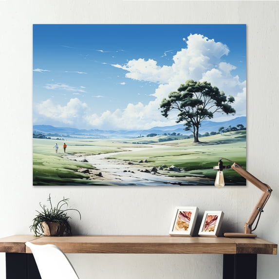 Designart "Lake And River Calm II" Landscapes Canvas Print