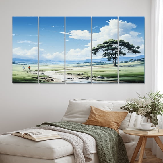 Designart "Lake And River Calm II" Landscapes Metal Wall Art Set