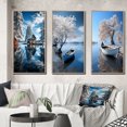 thumbnail image 1 of Designart "Lake Calm Retreat" Cottage Framed Wall Art Set Of 3 - White Lakes Lakehouse Frame Gallery Wall Set For Home Decor, 1 of 7