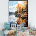 thumbnail image 1 of Designart "Lake Dockside Serenity Painting II" Cottage Floater Framed Wall Art Living Room, 1 of 7