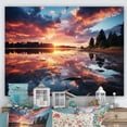 thumbnail image 1 of Designart "Lake Horizon Sunset Beauty I" Oversized Cottage Wall Art - Country Blue Lake Entryway Wall Art, 1 of 4