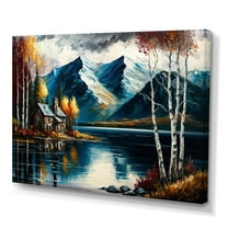 Designart Lake House Scenery In Fall II Canvas Wall Art