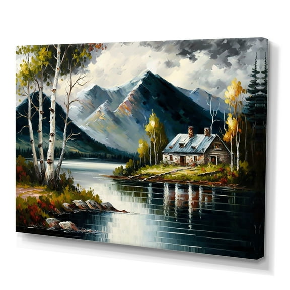 Designart Lake House Scenery In Summer I Canvas Wall Art