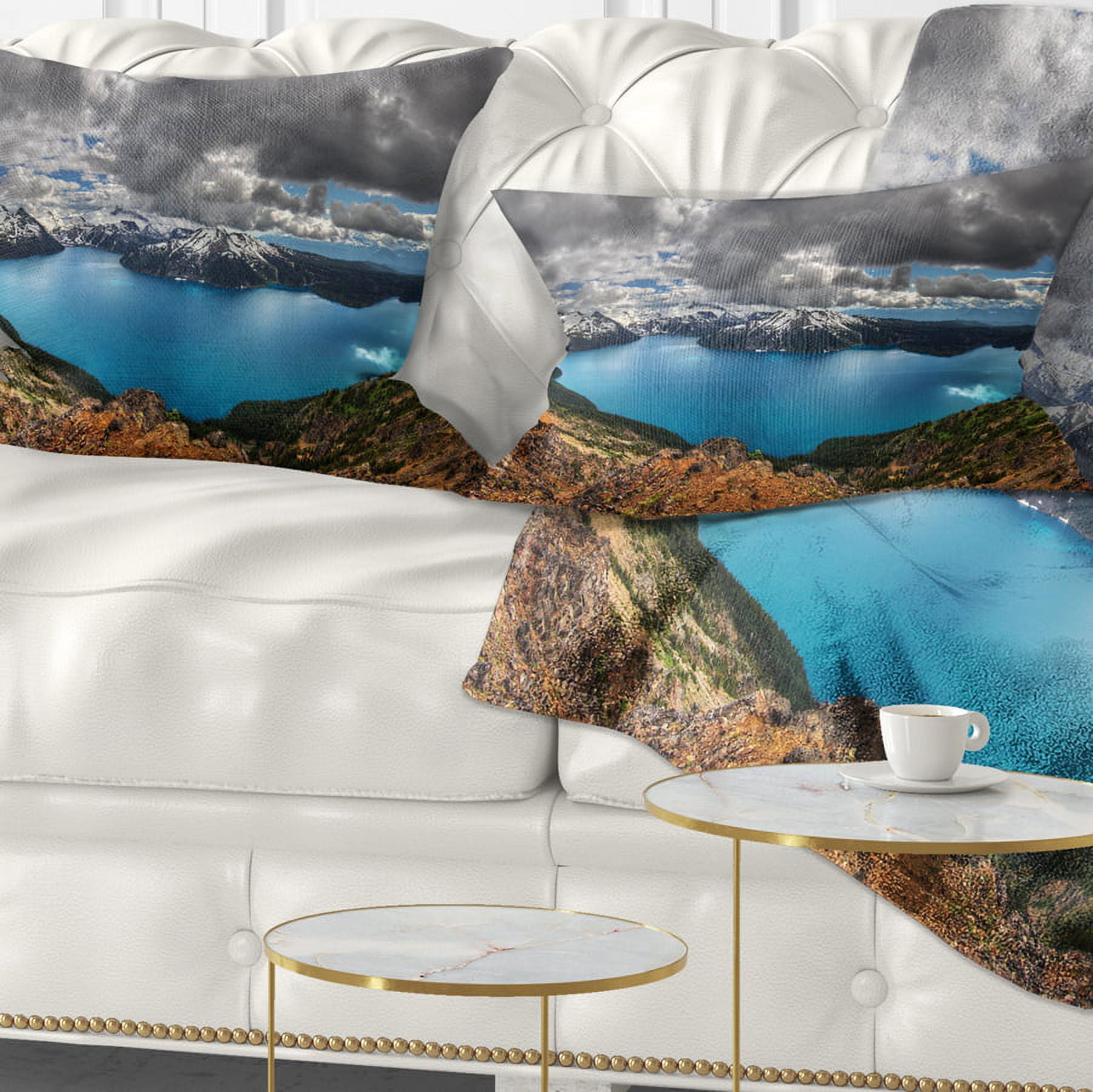 Designart Lake Surrounded by Mountains - Landscape Printed Throw Pillow - 12x20