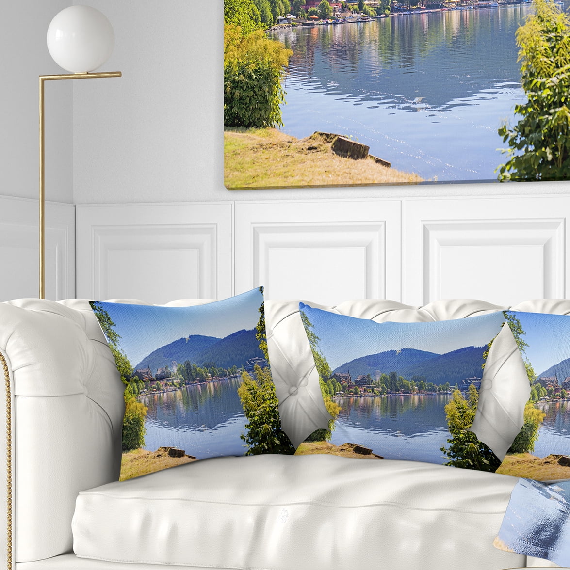 Designart Lake Titisee Black Forest Germany - Photography Throw Pillow - 16x16