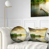 Designart Lake Under Evening Sun - Landscape Photo Throw Pillow - 12x20