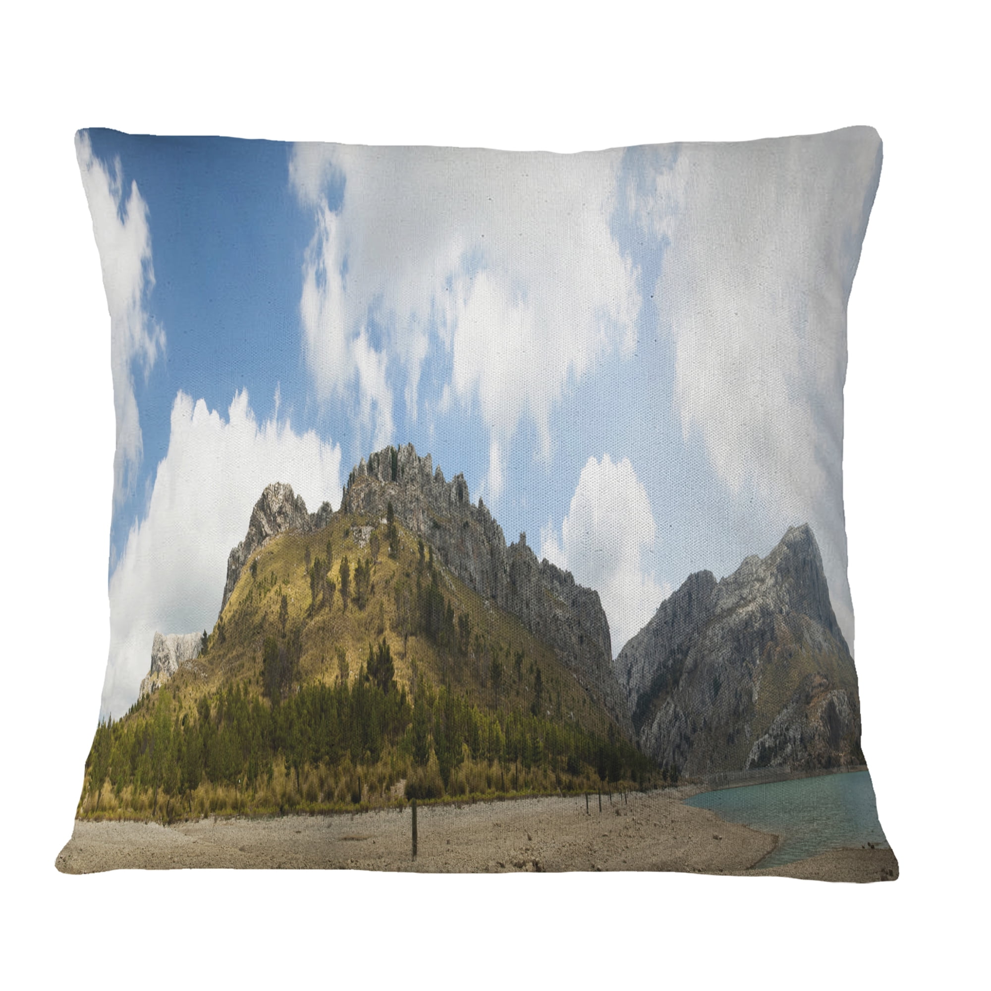 Designart Lake and Clouds Panorama - Landscape Printed Throw Pillow - 18x18