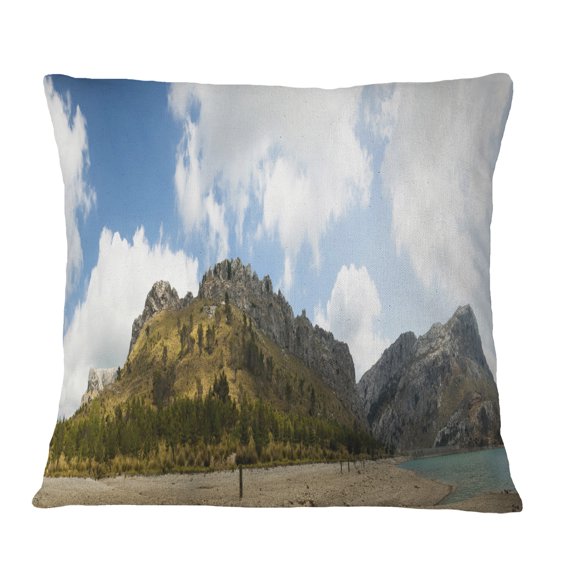 Designart Lake and Clouds Panorama - Landscape Printed Throw Pillow - 18x18