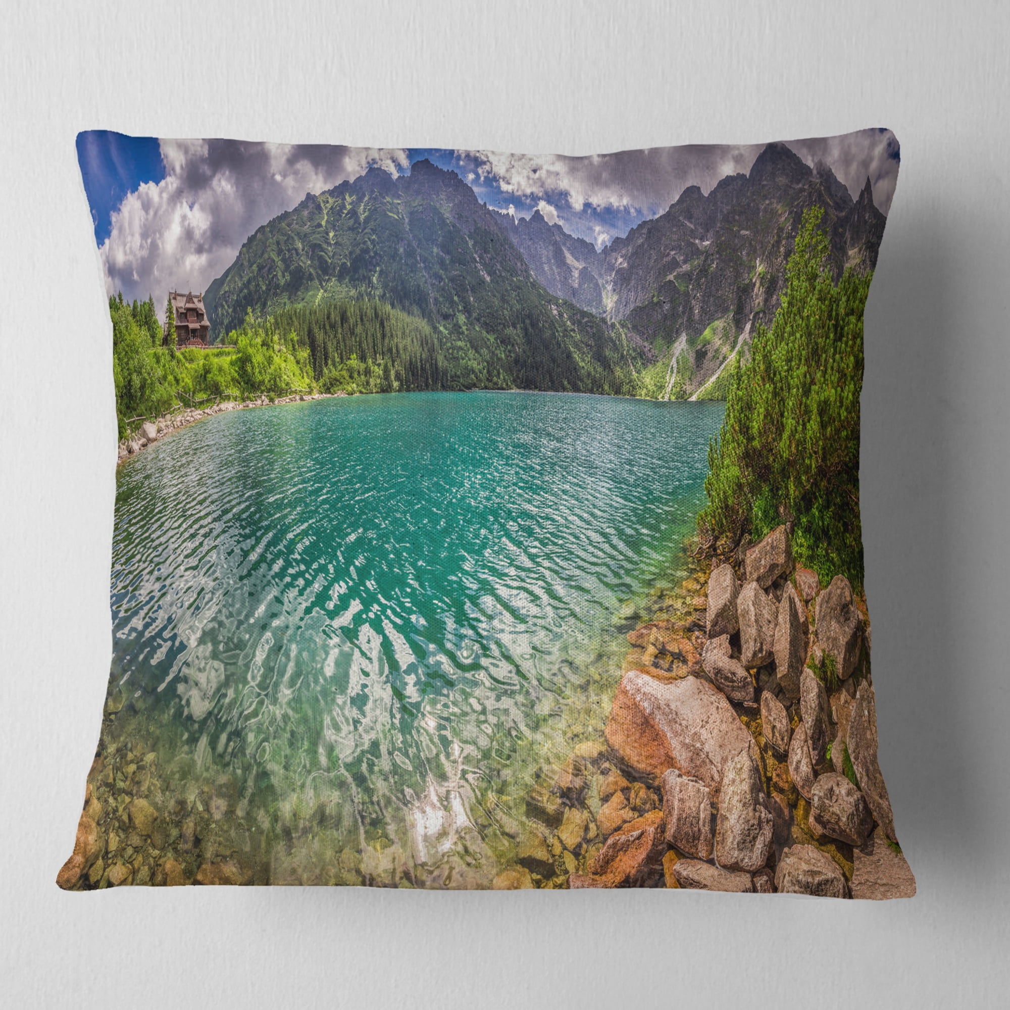 Designart Lake in Tatra Mountains Poland - Seashore Throw Pillow - 18x18
