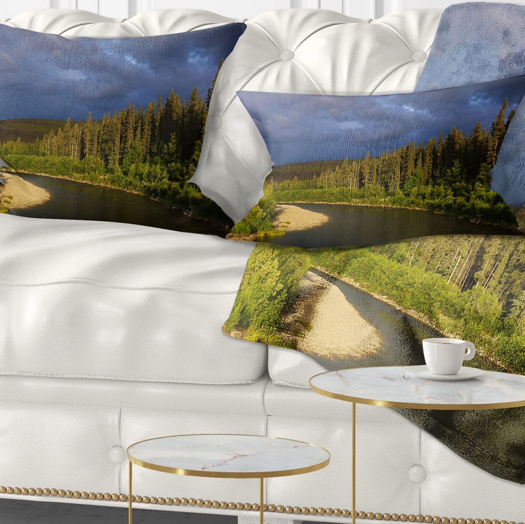 Designart Lake on Alaska under Clouds - Landscape Printed Throw Pillow - 12x20