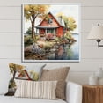 thumbnail image 1 of Designart "Lakehouse Nostalgic beauty Pointillism I" Lake House Cottage Floater Framed Wall Decor, 1 of 7