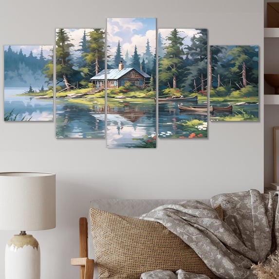 Designart "Lakehouse Retreat I" Countryside Metal Art Print Set