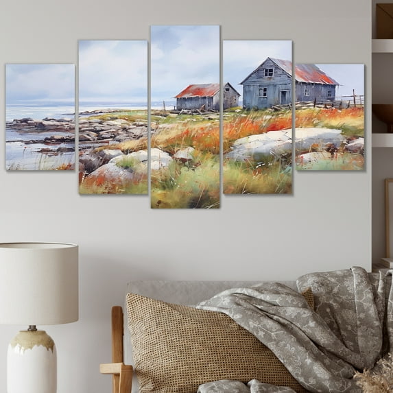 Designart "Lakehouse Retreat II" Countryside Metal Wall Art Set