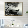 thumbnail image 1 of Designart "Lakeside Boat Landscape" Coastal Boat Floater Framed Canvas Art Print, 1 of 5